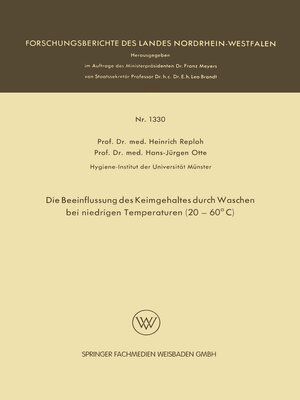 cover image of Die Beeinflussung des Keimgehaltes durch Waschen bei niedrigen Temperaturen (20–60°C)
